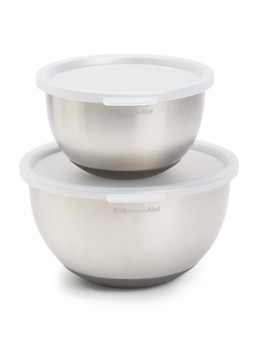 KitchenAid Beslagkom met deksel set van 2 Zilver - Deal