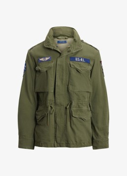 Ralph Lauren Heren Jack met opbergbare capuchon en klepzakken in de kleur Olive Mountain w/ Patches / Groen