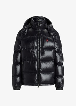 Ralph Lauren Heren Puffer jack met donsvulling en capuchon in de kleur Polo Black Glossy / Zwart