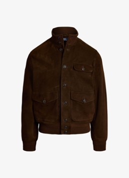 Ralph Lauren Heren Suède jack met borstzak in de kleur Dark Beech / Donkerbruin