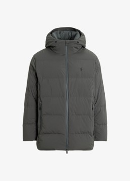 Ralph Lauren Heren Gewatteerde jas met donsvulling en capuchon in de kleur Charcoal Grey / Grijs