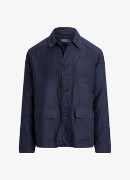 Ralph Lauren Heren Jack van linnen met klepzakken en visgraatdessin in de kleur Collection Navy / Donkerblauw