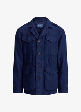Ralph Lauren Heren Baystones jack van linnen met opgestikte zakken in de kleur Newport Navy / Donkerblauw