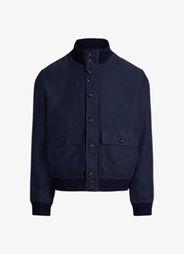 Ralph Lauren Heren Barrett jack van linnen met visgraatdessin in de kleur Refined Navy / Donkerblauw