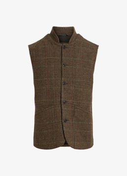 Ralph Lauren Heren Gilet van wol met ruitdessin in de kleur Bruin
