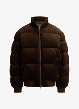 Ralph Lauren Heren Wyoming pufferjack van corduroy met donsvulling in de kleur Dark Beech / Donkerbruin