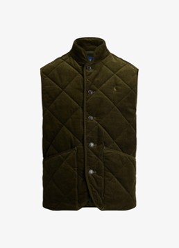Ralph Lauren Heren Gilet van corduroy met quilt patroon in de kleur Company Olive-2YWD / Olijfgroen