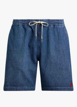 Ralph Lauren Heren Straight fit korte broek van chambray in de kleur Blane / Blauw