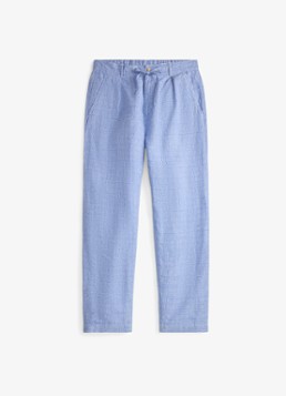 Ralph Lauren Heren Lateef relaxed fit broek van linnen met trekkoord in de kleur 7273 Blue White / Blauw