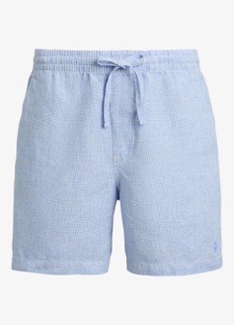 Ralph Lauren Heren Polo Prepster straight fit korte broek van linnen in de kleur 6771A Cabana Blue White / Lichtblauw