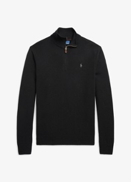Ralph Lauren Heren Fijngebreide pullover van wol met halve rits in de kleur Zwart