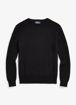 Ralph Lauren Heren Kabelgebreide pullover van kasjmier in de kleur Polo Black / Zwart