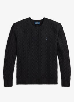 Ralph Lauren Heren Kabelgebreide trui in kasjmierblend met logoborduring in de kleur Polo Black / Zwart