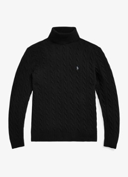 Ralph Lauren Heren Kabelgebreide coltrui in kasjmierblend in de kleur Polo Black / Zwart