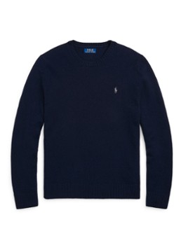 Ralph Lauren Heren Fijngebreide pullover in kasjmierblend met logoborduring in de kleur Hunter Navy / Donkerblauw