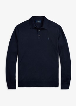Ralph Lauren Heren Fijngebreide trui van wol met polokraag in de kleur Blauw
