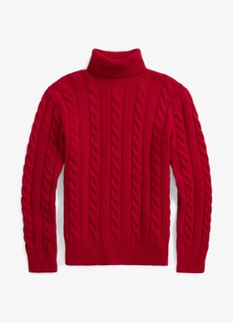 Ralph Lauren Heren Kabelgebreide coltrui in kasjmierblend in de kleur Park Ave Red / Rood
