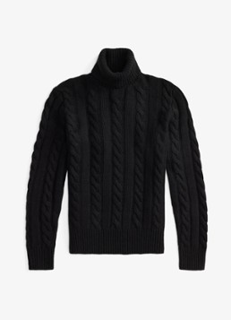 Ralph Lauren Heren Kabelgebreide coltrui in kasjmierblend in de kleur Polo Black / Zwart