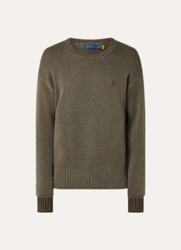 Ralph Lauren Heren Grofgebreide trui met logoborduring in de kleur Company Olive / Groen