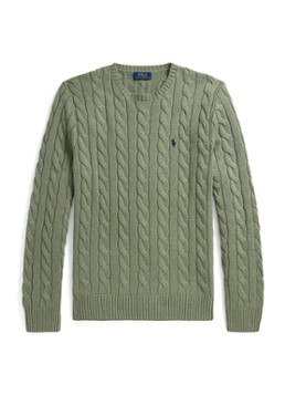 Ralph Lauren Heren Kabelgebreide trui met logoborduring in de kleur Garden Trail Heather-419F