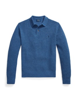 Ralph Lauren Heren Grofgebreide trui in wolblend met polokraag in de kleur Blauw