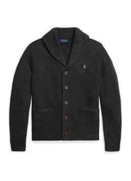 Ralph Lauren Heren Fijngebreid vest in kasjmierblend met steekzakken in de kleur Dark Granite / Donkergrijs