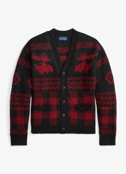 Ralph Lauren Heren Fijngebreid vest met ingebreid patroon in de kleur Black Red Combo / Rood