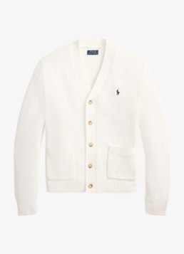 Ralph Lauren Heren Fijngebreid vest met logoborduring in de kleur Deckwash White / Wit