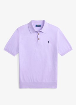 Ralph Lauren Heren Fijngebreide slim fit polo met logo in de kleur Powder Purple / Paars