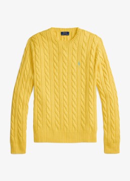 Ralph Lauren Heren Kabelgebreide pullover met logoborduring in de kleur Sunfish Yellow-33F4