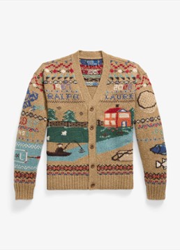 Ralph Lauren Heren Fijngebreid vest van wol met ingebreid patroon in de kleur Tan Multi-2WCE / Beige