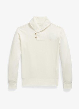Ralph Lauren Heren Fijngebreide trui met sjaalkraag in de kleur Pale Cream / Crème