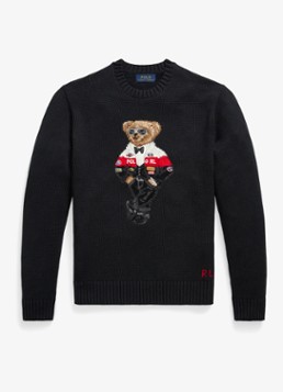 Ralph Lauren Heren Grofgebreide trui met ingebreid logo in de kleur Polo Black / Zwart