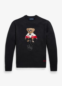 Ralph Lauren Heren Grofgebreide trui met ingebreid logo in de kleur Polo Black / Zwart