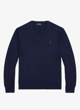 Ralph Lauren Heren Fijngebreide pullover van wol met V-hals in de kleur Blauw