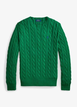 Ralph Lauren Heren Kabelgebreide trui met logoborduring in de kleur Erin Green-48LH