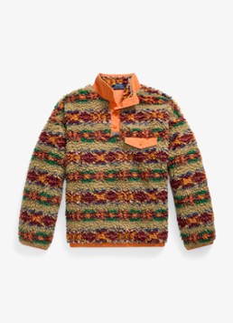 Ralph Lauren Heren Trui van teddy met kraag in de kleur Red Rock Fairisle / Oranje