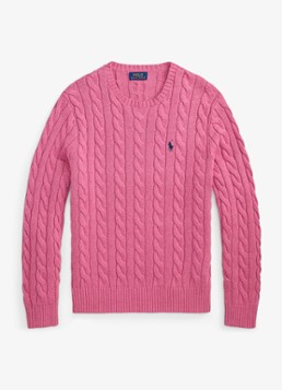 Ralph Lauren Heren Kabelgebreide trui met logoborduring in de kleur Thulian Pink Heather-ZXS7