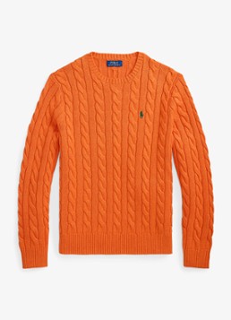 Ralph Lauren Heren Kabelgebreide trui met logoborduring in de kleur Sailing Orange-36PH