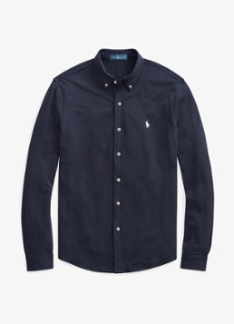 Ralph Lauren Heren Regular fit overhemd van piqué katoen in de kleur Aviator Navy / Donkerblauw