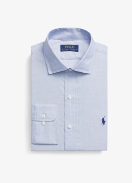 Ralph Lauren Heren Slim fit overhemd met logoborduring in de kleur Light Blue/White / Lichtblauw