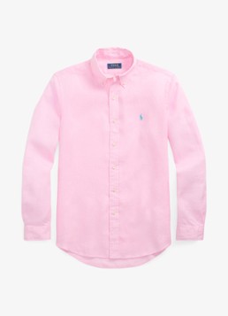 Ralph Lauren Heren Custom Fit overhemd van linnen in de kleur Carmel Pink / Roze