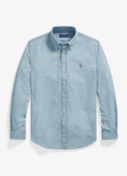Ralph Lauren Heren Custom fit button down-overhemd van denim in de kleur Chambray / Blauw