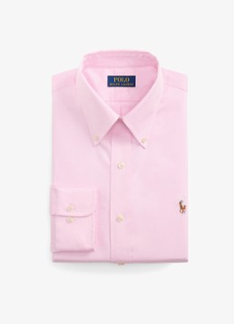 Ralph Lauren Heren Custom fit overhemd met logoborduring in de kleur Pink , White / Roze , Wit
