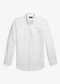 Ralph Lauren Heren Custom Fit overhemd met streepprint en logoborduring in de kleur Wit