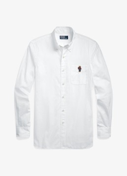 Ralph Lauren Heren Custom fit overhemd met borduring in de kleur Wit