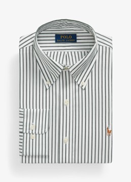 Ralph Lauren Heren Custom fit overhemd met streepprint in de kleur Pine/White / Groen
