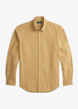 Ralph Lauren Heren Costum fit overhemd met logoborduring in de kleur RL Khaki / Khaki