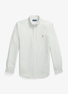 Ralph Lauren Heren Custom fit overhemd met streepprint in de kleur Shamrock White / Wit