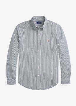 Ralph Lauren Heren Oxford regular fit overhemd met logoborduring in de kleur Newport Navy/White / Donkerblauw